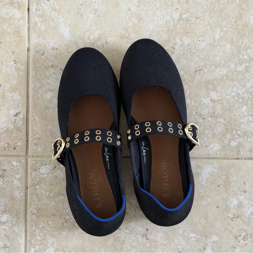 Rothy's Black and Gold Flats